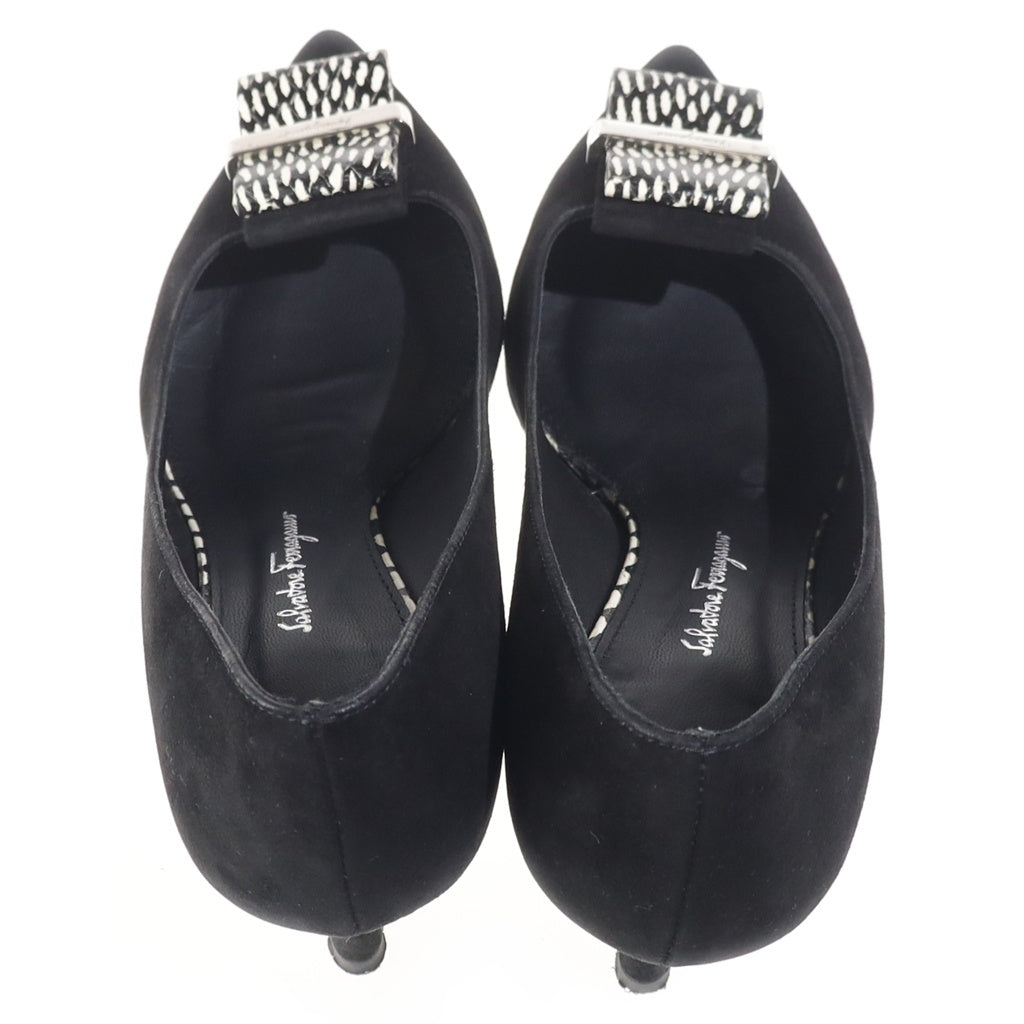 Salvatore Ferragamo(サルヴァトーレ フェラガモ) Mimi Womens Nero Suede ミミウィメンズネロスエード ヒールパンプス ブラック