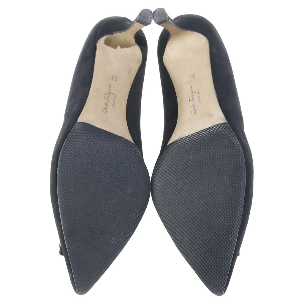 Salvatore Ferragamo(サルヴァトーレ フェラガモ) Mimi Womens Nero Suede ミミウィメンズネロスエード ヒールパンプス ブラック