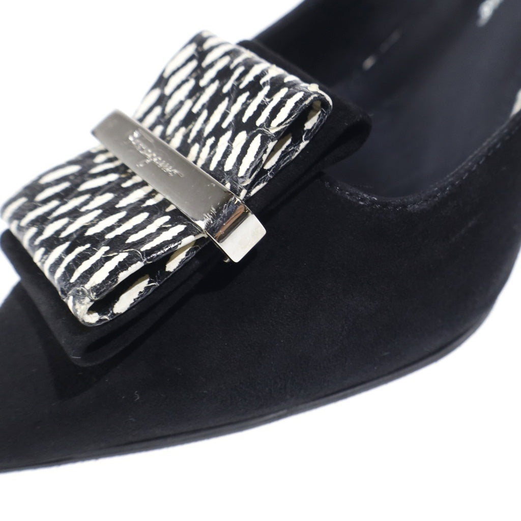Salvatore Ferragamo(サルヴァトーレ フェラガモ) Mimi Womens Nero Suede ミミウィメンズネロスエード ヒールパンプス ブラック