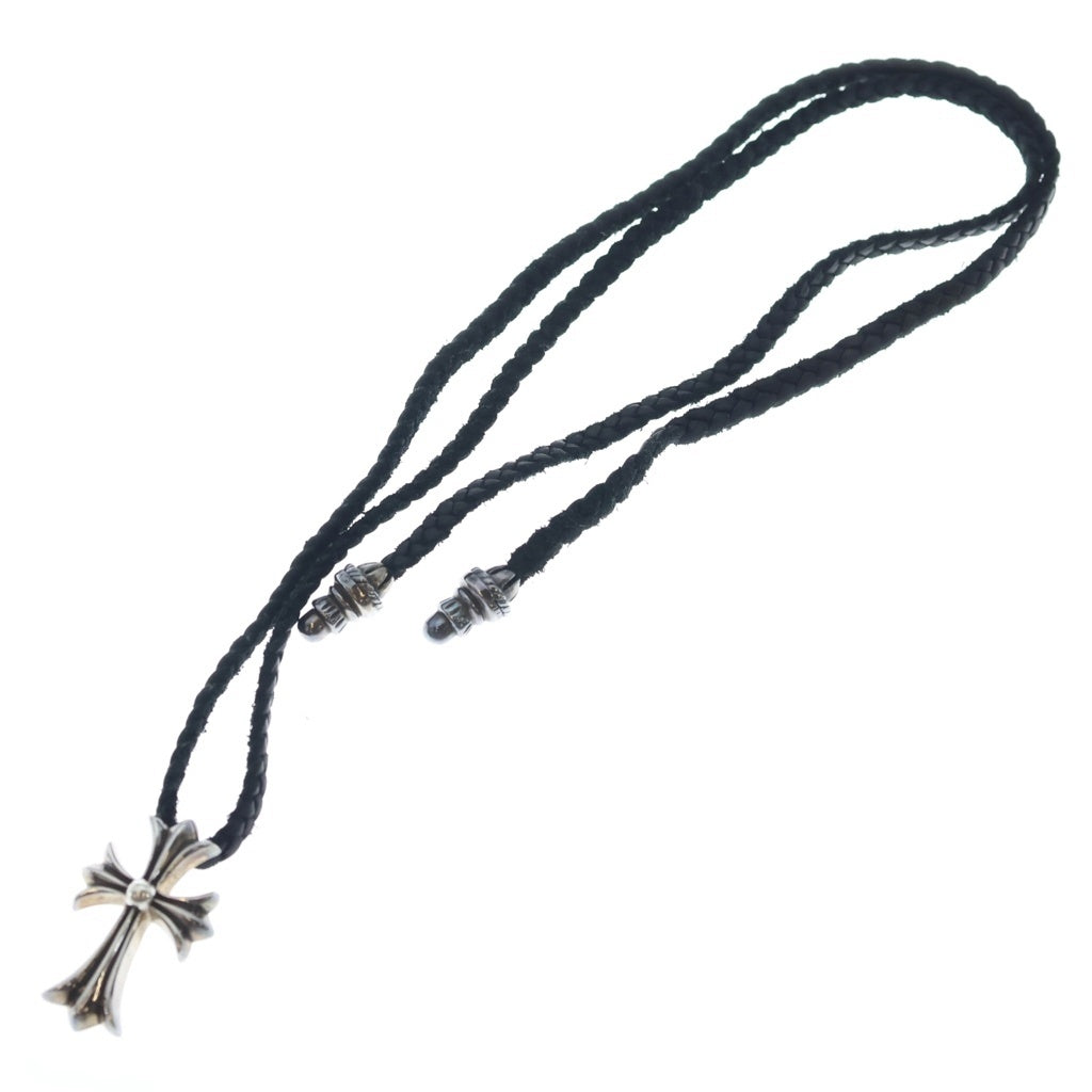 CHROME HEARTS(クロムハーツ) CH CRS SML CL スモールCHクロス クリンプト レザーブレイド ネックレス シルバー/ブラック BCA217