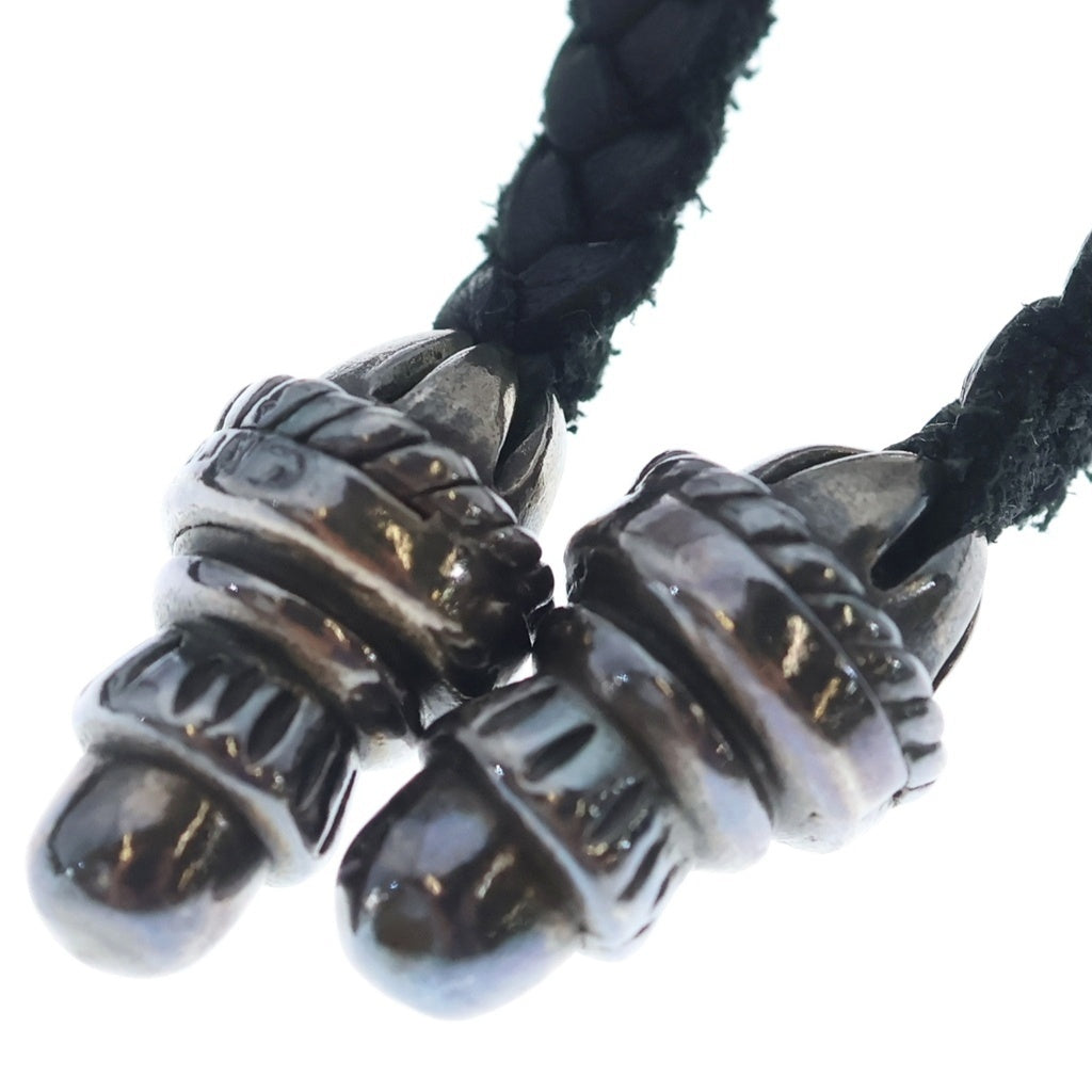 CHROME HEARTS(クロムハーツ) CH CRS SML CL スモールCHクロス クリンプト レザーブレイド ネックレス シルバー/ブラック BCA217