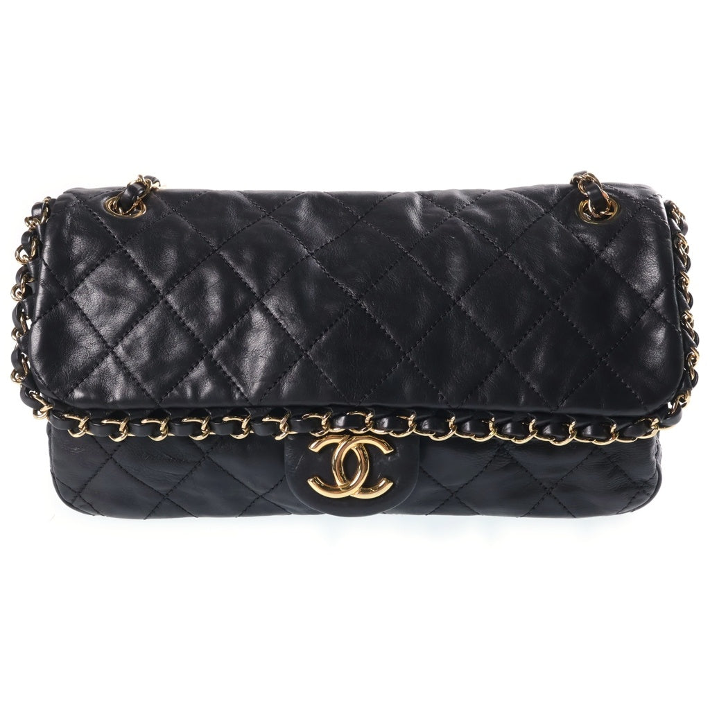 CHANEL(シャネル) ラグジュアリーライン マトラッセ チェーン アラウンド ショルダーバッグ ブラック ラムスキン 16番台 ゴールド金具