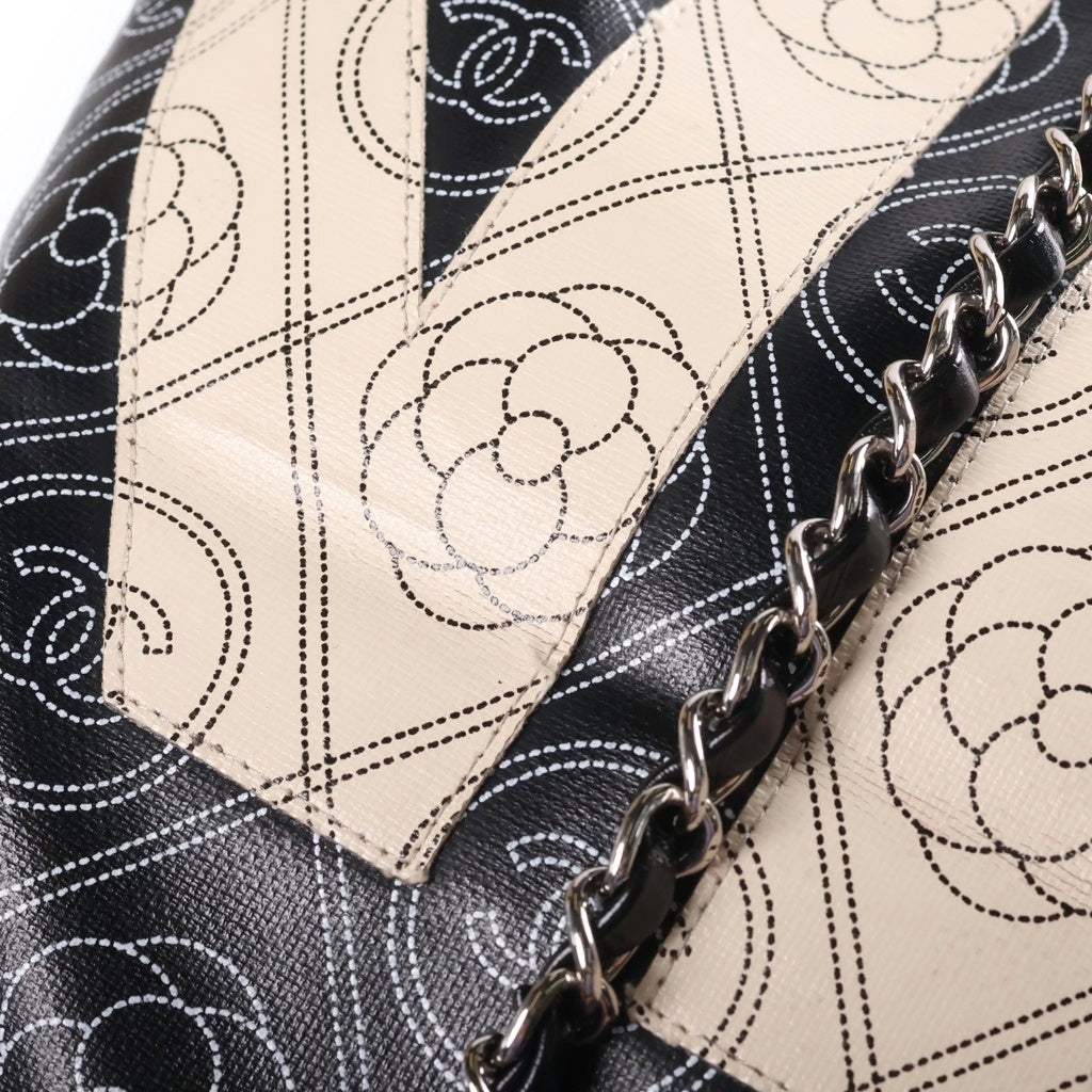 CHANEL(シャネル) カメリア ラージ ショッピングバッグ チェーントートバッグ ハンドバッグ ブラック シルバー金具