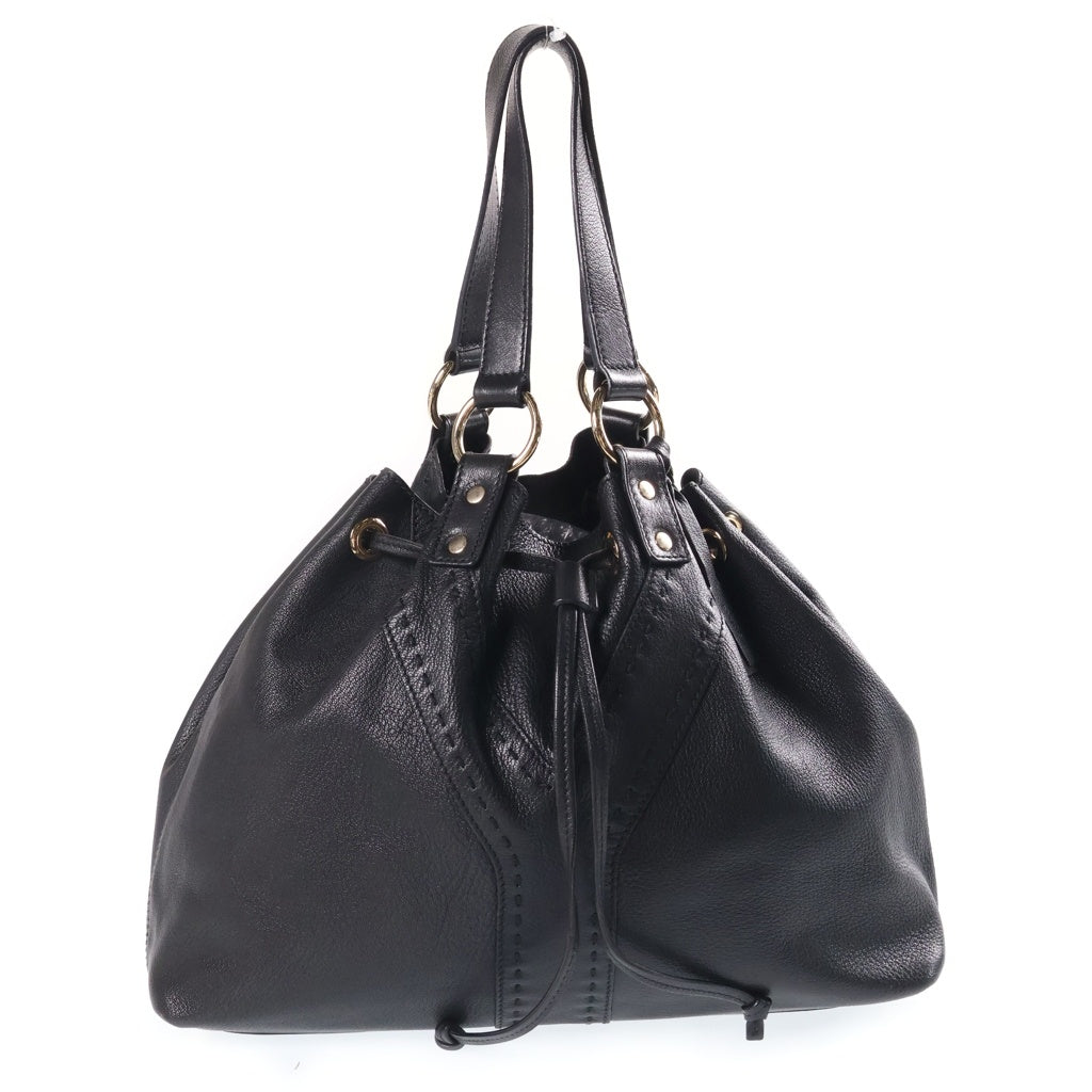 YVES SAINT LAURENT(イヴサンローラン) サックダブル リバーシブル ハンドバッグ トートバッグ ブラック レザー 168484 ゴールド金具 レディース