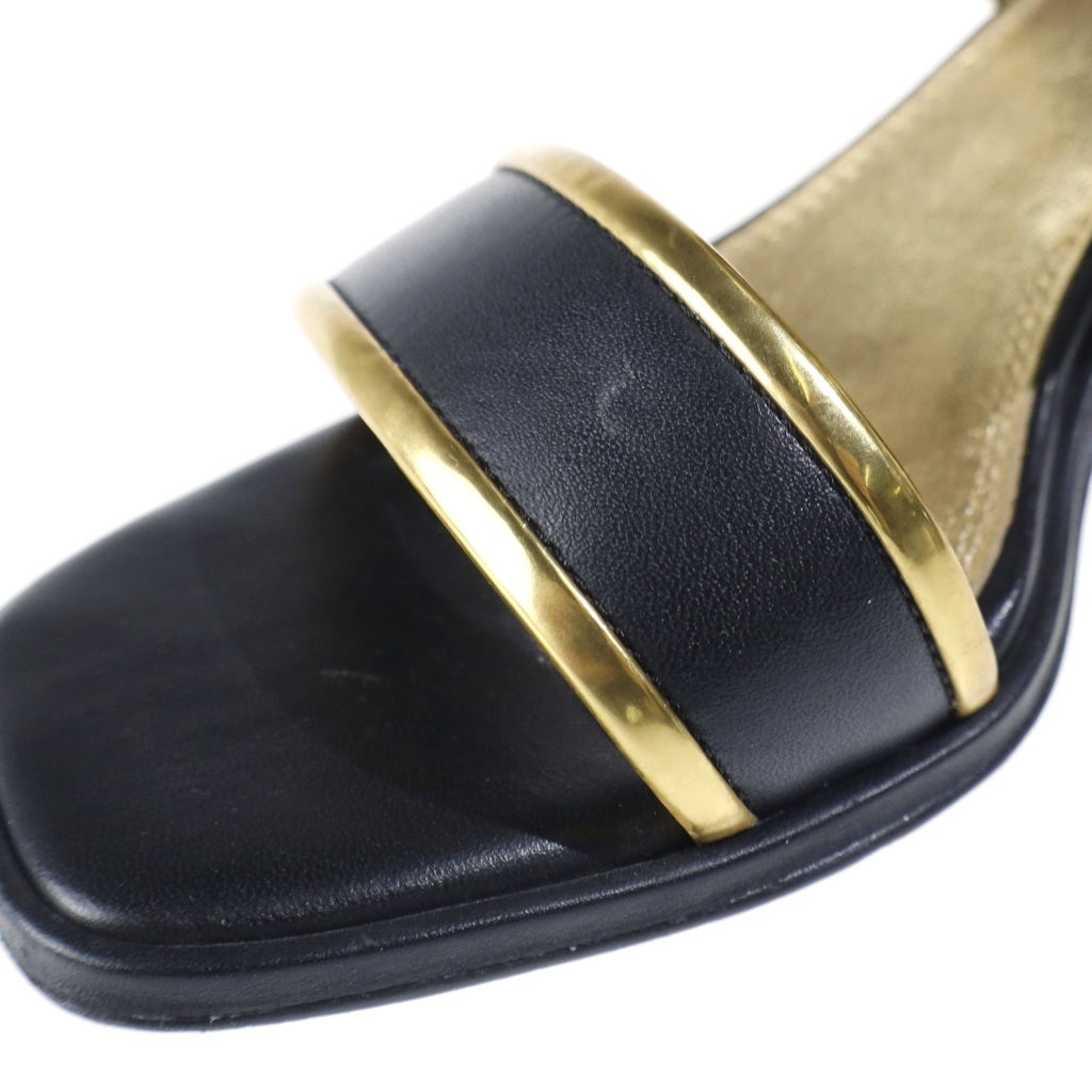 TORY BURCH(トリー バーチ) ブロックヒール サンダル レザー ブラック/ゴールド