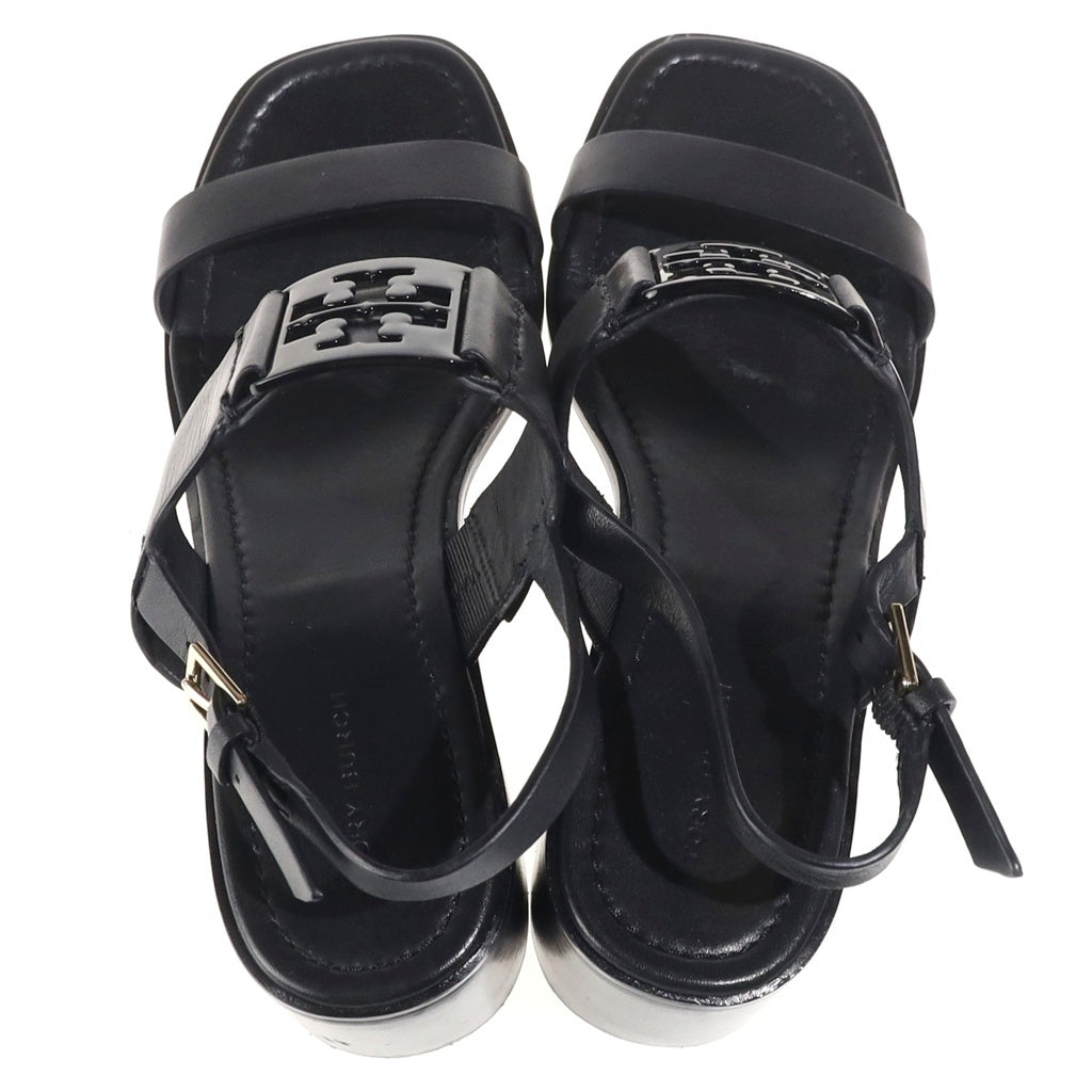 TORY BURCH(トリー バーチ) ブロック ヒール サンダル ベルト レザー ブラック レディース