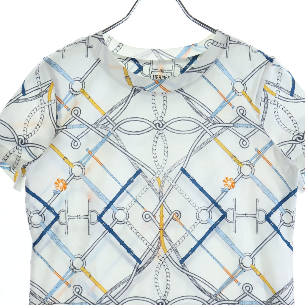 HERMES(エルメス) PARCOURS SANS FAUTE 半袖Tシャツ クルーネックカットソー ホワイト レディース
