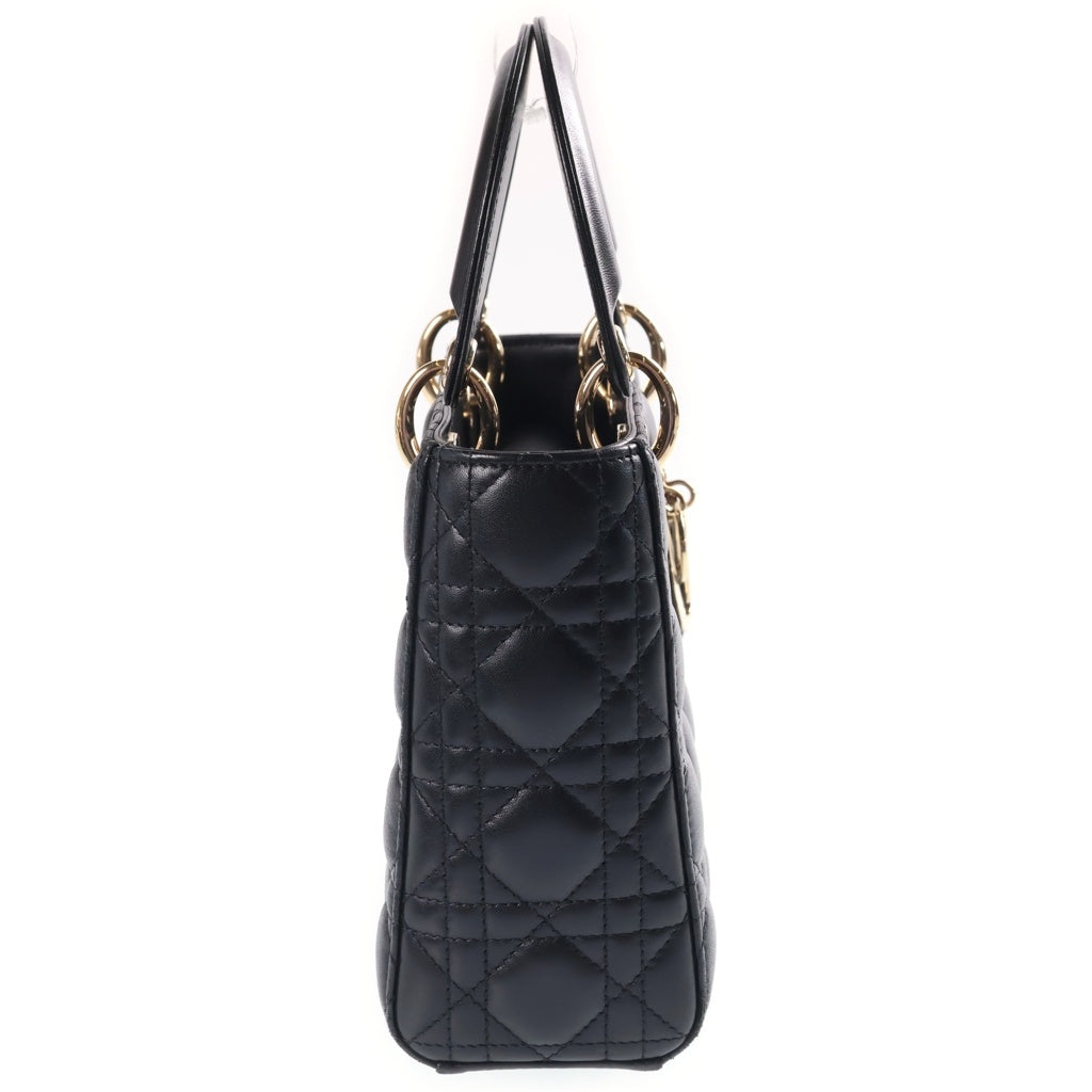 Christian Dior(クリスチャンディオール) マイレディディオール スモール 2WAYハンドバッグ ショルダーバッグ ブラック レザー ゴールド金具 レディース
