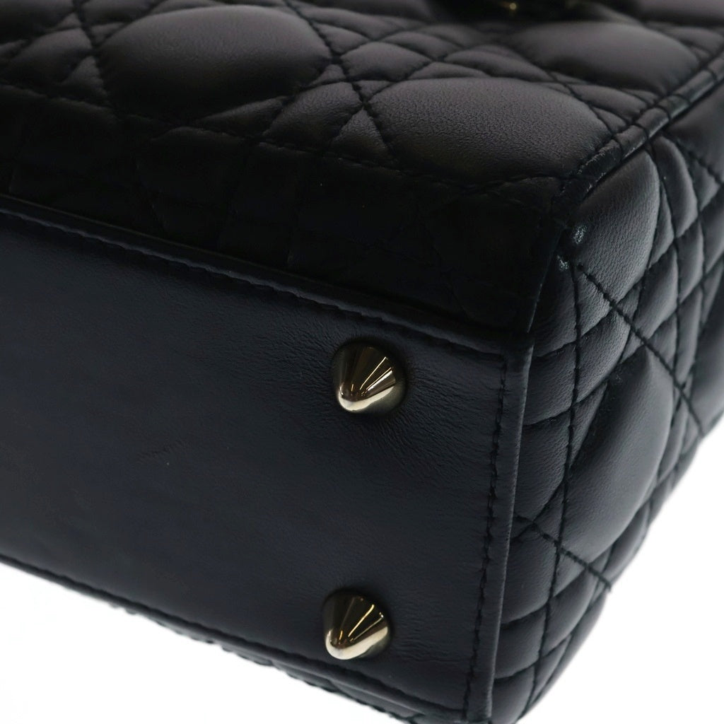 Christian Dior(クリスチャンディオール) マイレディディオール スモール 2WAYハンドバッグ ショルダーバッグ ブラック レザー ゴールド金具 レディース