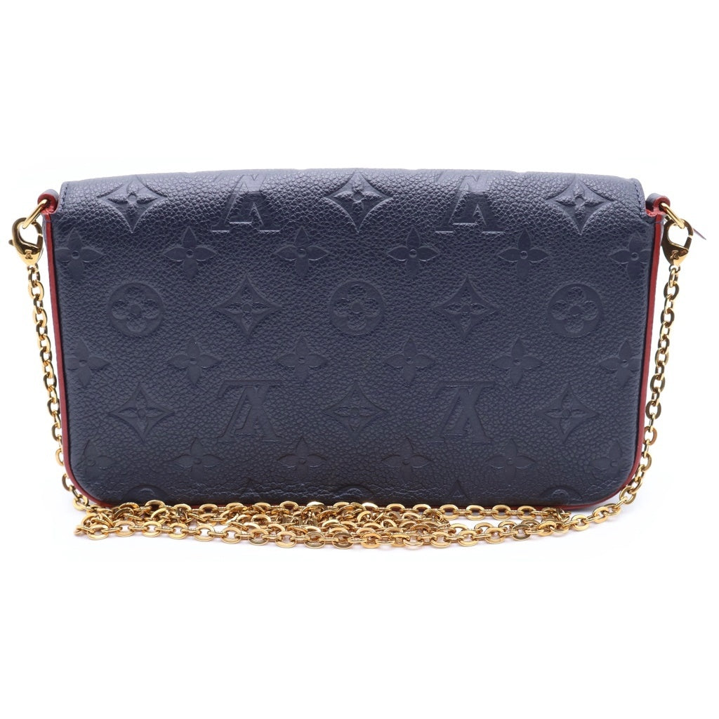 LOUIS VUITTON(ルイヴィトン) モノグラム・アンプラント ポシェットフェリシー チェーンウォレット ショルダーバッグ マリーヌルージュ ネイビー×レッド レザー M64099 ゴールド金具