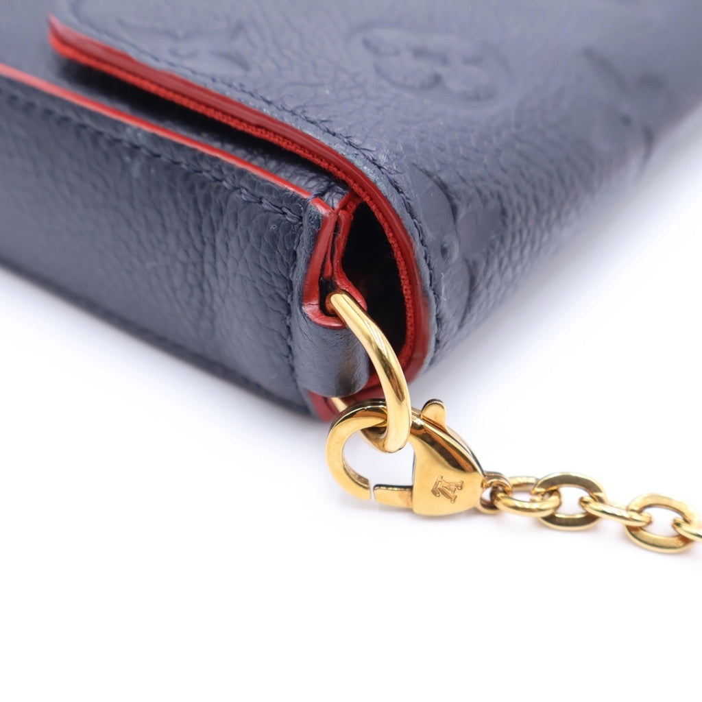 LOUIS VUITTON(ルイヴィトン) モノグラム・アンプラント ポシェットフェリシー チェーンウォレット ショルダーバッグ マリーヌルージュ ネイビー×レッド レザー M64099 ゴールド金具