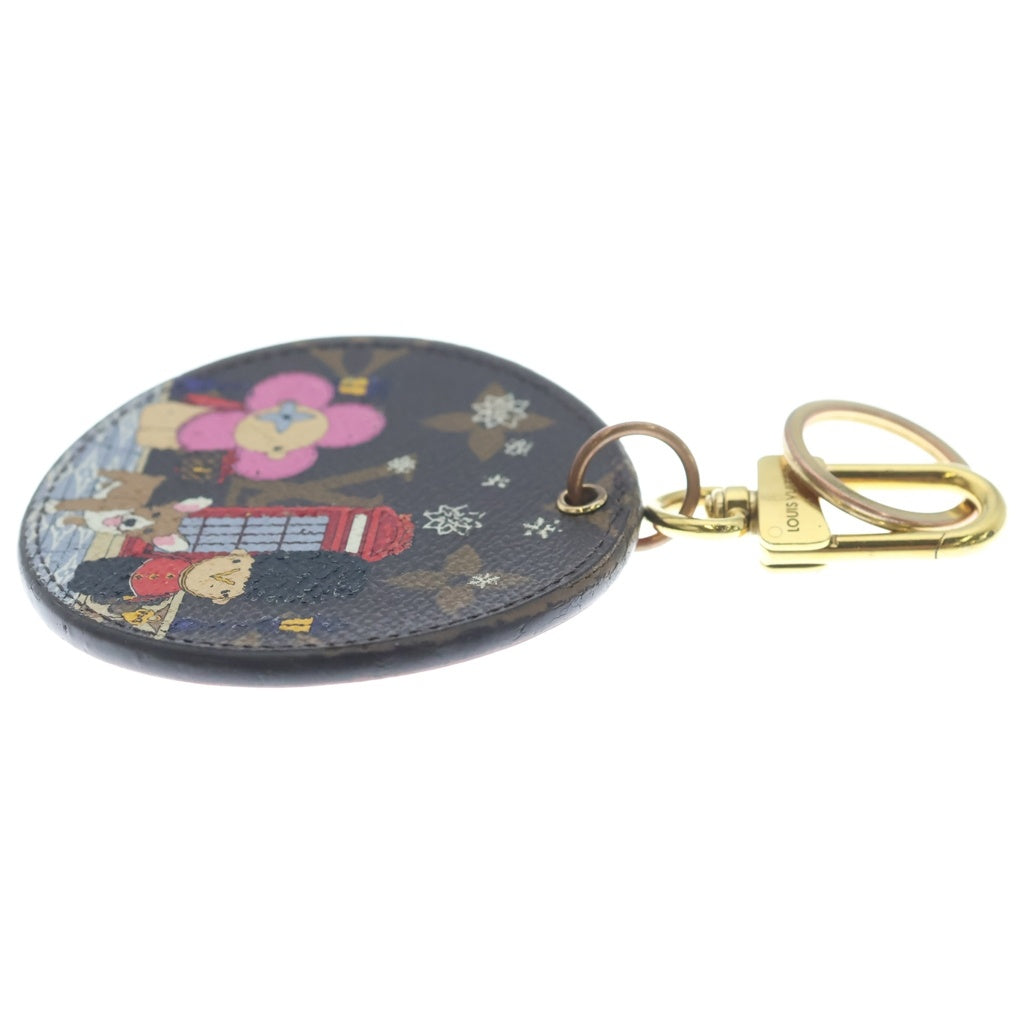 LOUIS VUITTON(ルイヴィトン) ポルト クレ イリュストレ クリスマス キーリング バッグチャーム レッド×ブラウン PVC M00501 ゴールド金具 レディース