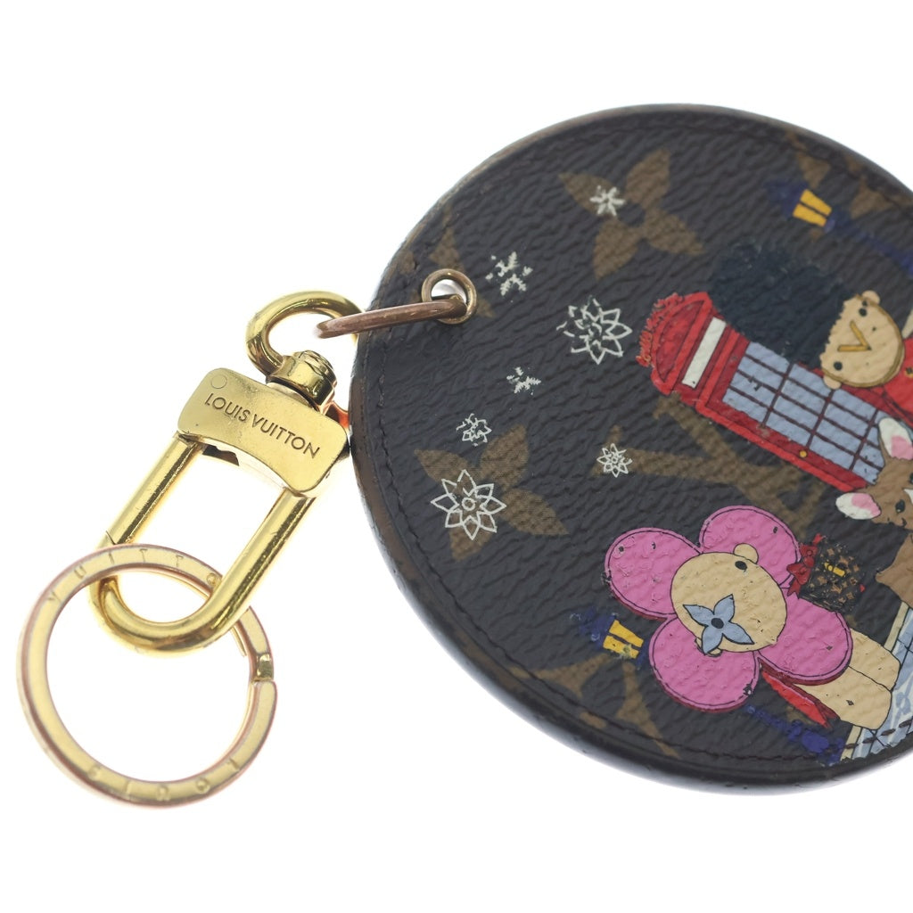 LOUIS VUITTON(ルイヴィトン) ポルト クレ イリュストレ クリスマス キーリング バッグチャーム レッド×ブラウン PVC M00501 ゴールド金具 レディース