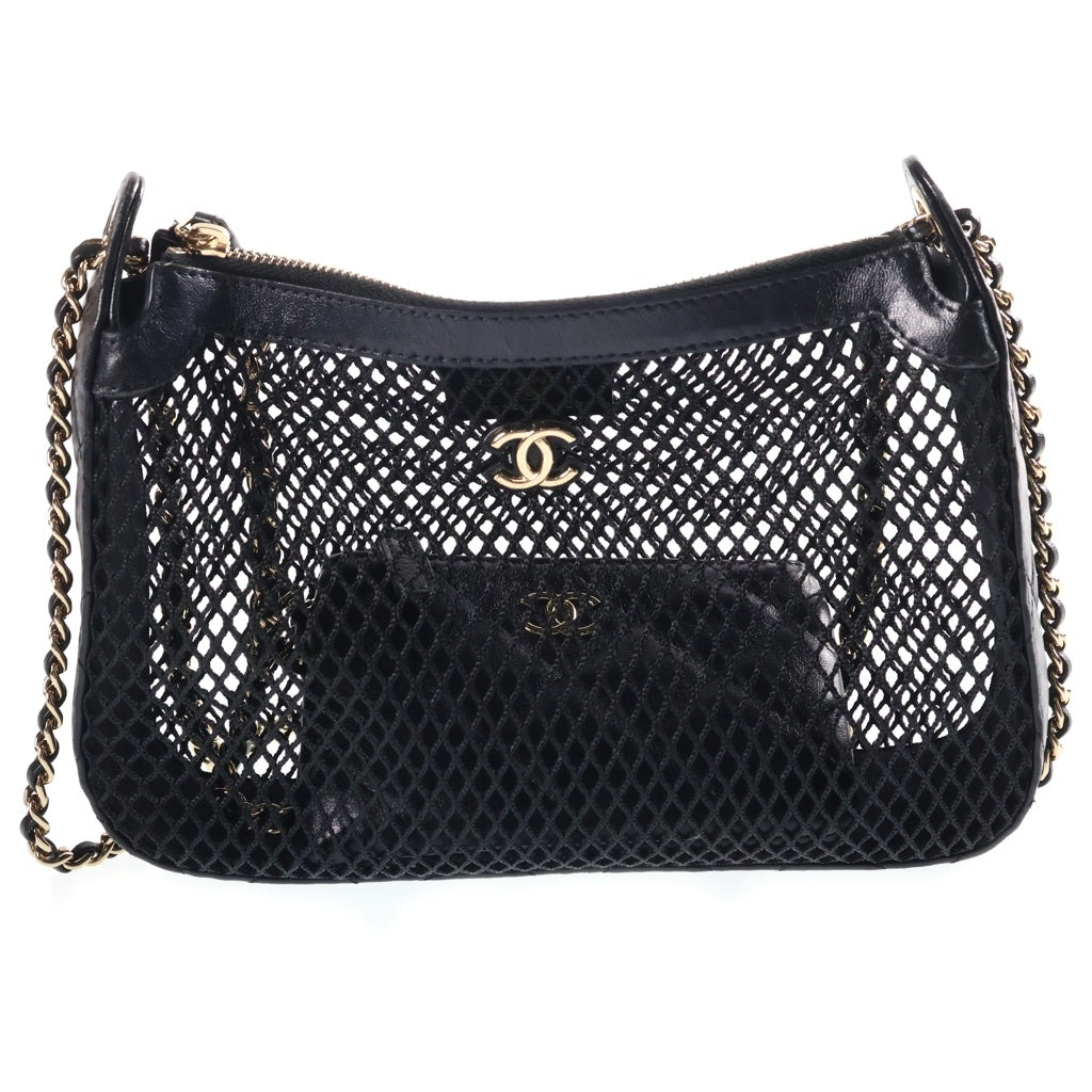 CHANEL(シャネル) マトラッセ チェーンショルダーバッグ ブラック メッシュ ゴールド金具 AP4572 レディース