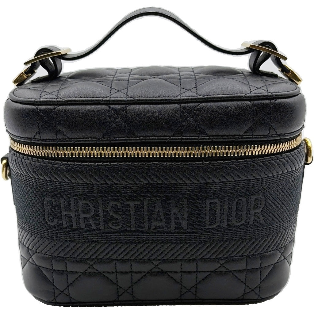 Christian Dior(クリスチャンディオール) トラベル スモール バニティ カナージュ ショルダーバッグ ブラック ラムスキン