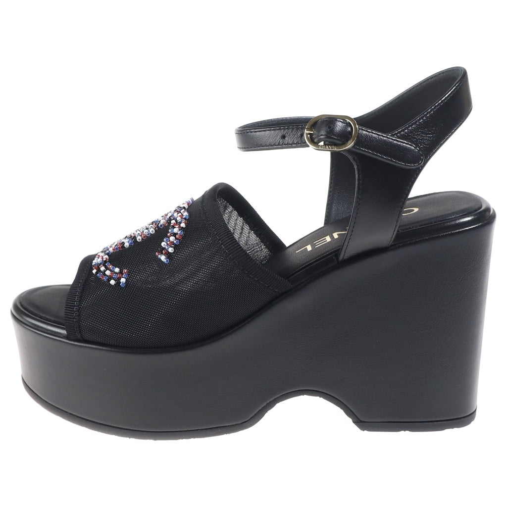 CHANEL(シャネル) 26SS CC Logo Sandals ココマーク プラットフォームサンダル シューズ メッシュ ブラック G47063 レディース