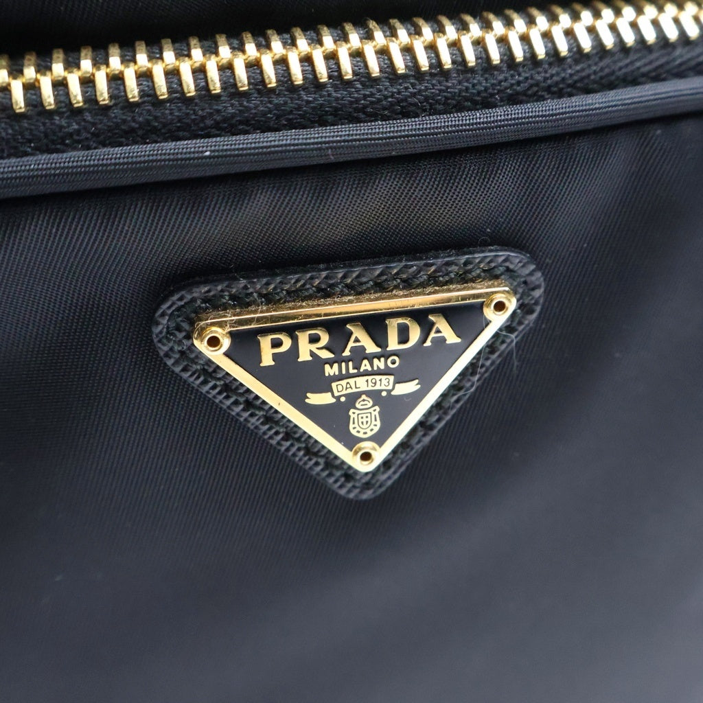 PRADA(プラダ) デュエット 2WAYバケットバッグ ハンドバッグ ショルダーバッグ ブラック テスートナイロン ×レザー 1BH038 ゴールド金具 レディース