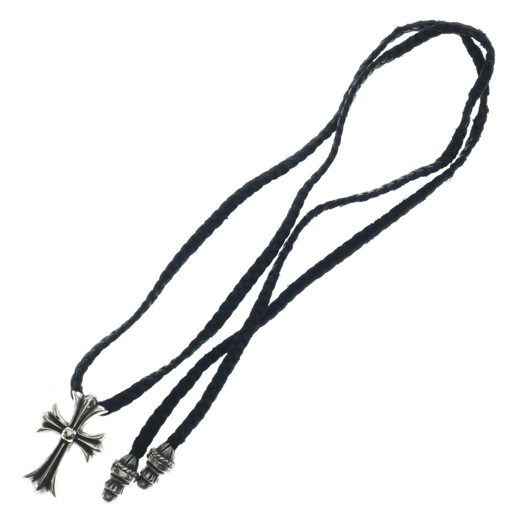 CHROME HEARTS(クロムハーツ) CH CRS SML CL スモールCHクロス レザーブレイド ネックレス SV925 シルバー/ブラック BCA217
