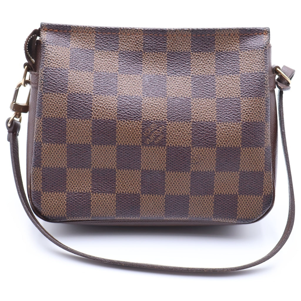 LOUIS VUITTON(ルイヴィトン) ダミエ トゥルース メイクアップ ミニハンドバッグ ポーチ ブラウン レザー×PVC N51982 ゴールド金具 レディース