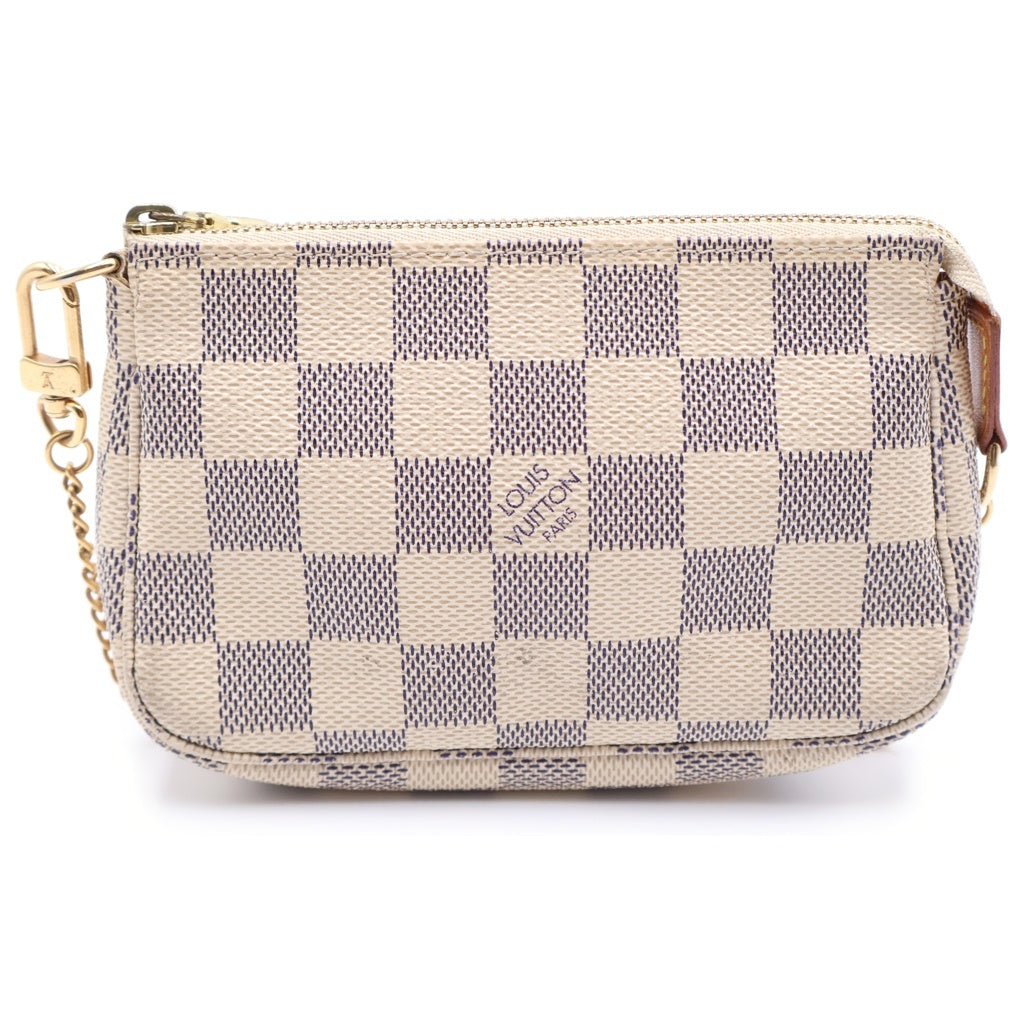 LOUIS VUITTON(ルイヴィトン) ダミエアズール ミニポシェットアクセソワール チェーンミニハンドバッグ ポーチ ケース アイボリー レザー×PVC N58010 ゴールド金具