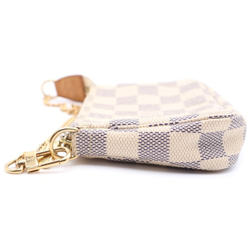 LOUIS VUITTON(ルイヴィトン) ダミエアズール ミニポシェットアクセソワール チェーンミニハンドバッグ ポーチ ケース アイボリー レザー×PVC N58010 ゴールド金具
