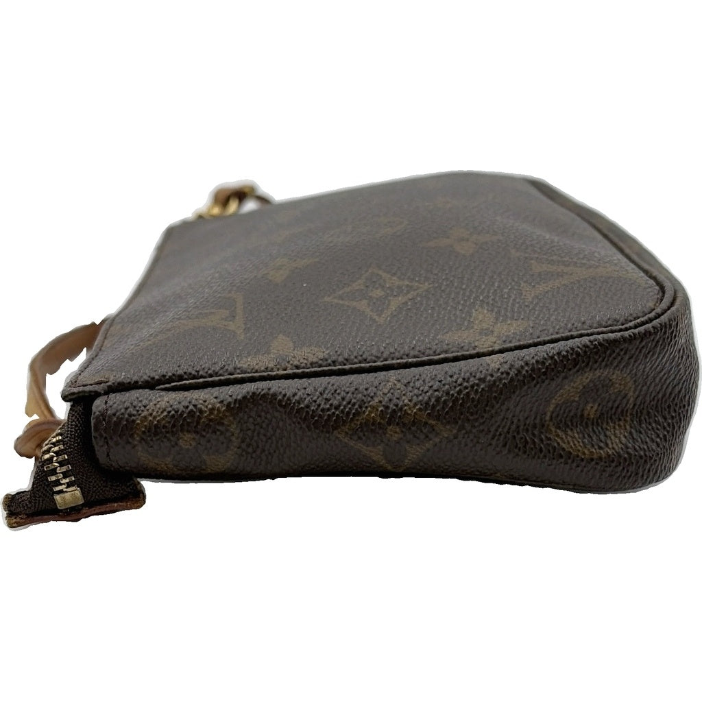 LOUIS VUITTON(ルイヴィトン) モノグラム ポシェットアクセソワール ミニハンドバッグ ケース ブラウン レザー×PVC M40712 ゴールド金具