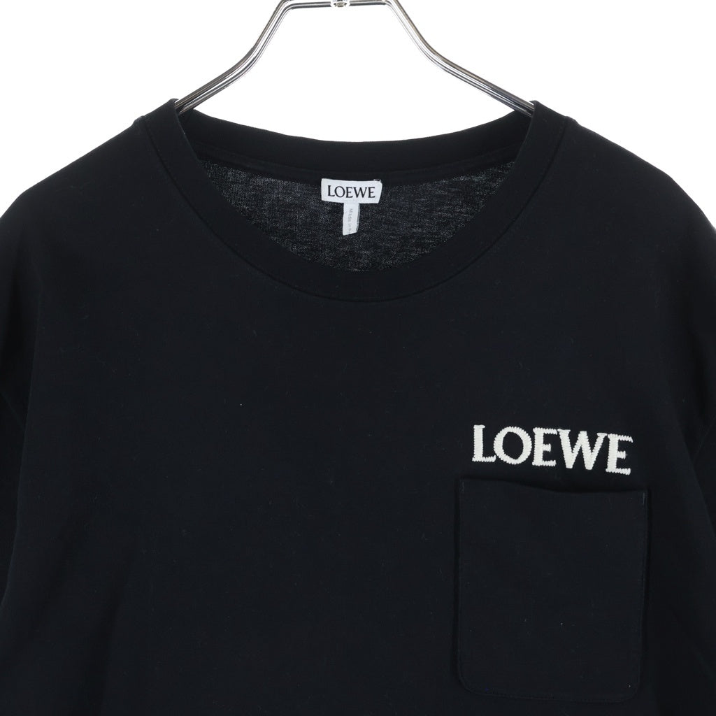 LOEWE(ロエベ) ロゴ 刺繍 ポケット付き Tシャツ 半袖 コットン ブラック H526Y22XDE