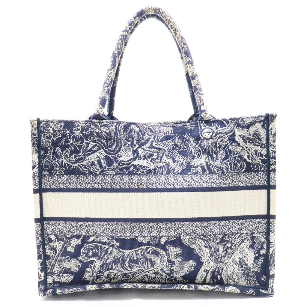 Christian Dior(クリスチャンディオール) ブックトート トワル ドゥ ジュイ ミディアム トートバッグ キャンバス ネイビー/ホワイト
