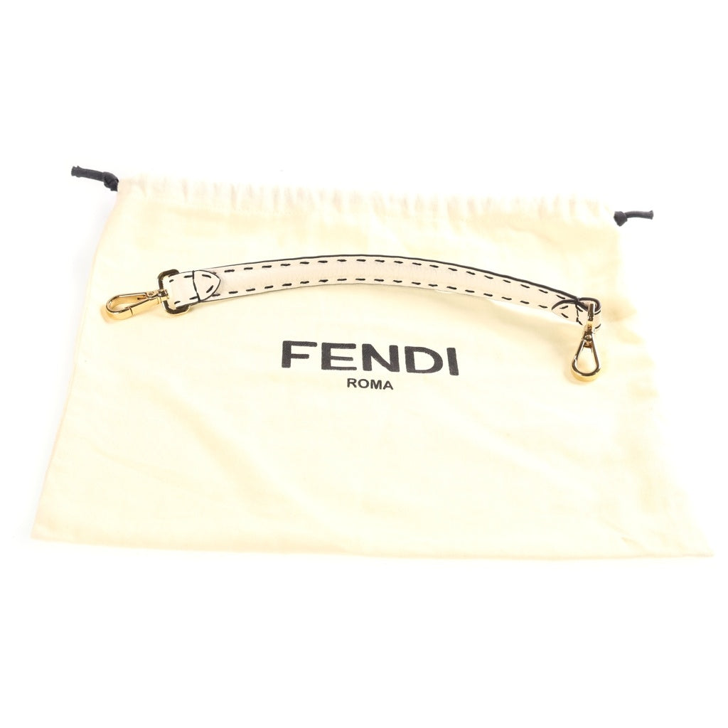 FENDI(フェンディ) バゲット ショルダーバッグ ハンドバッグ 2way ゴールド金具 ラフィア レザー ブラック/ホワイト レディース
