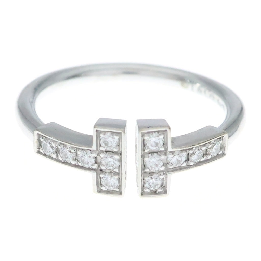 TIFFANY & Co.(ティファニー) Tワイヤー リング メレダイヤ ダイヤモンド 指輪 K18ホワイトゴールド レディース