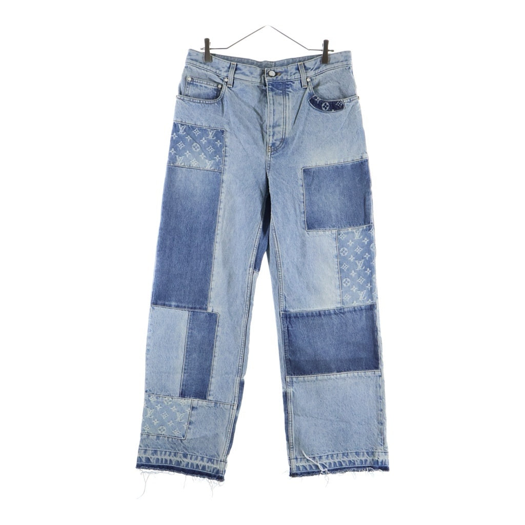 LOUIS VUITTON(ルイヴィトン) 26AW シグネチャー パッチワーク デニムパンツ ストレートジーンズ インディゴブルー 1AKCOK