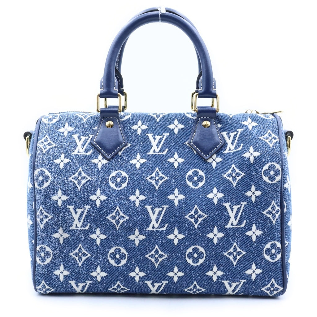 LOUIS VUITTON(ルイヴィトン) ルイヴィトン モノグラムデニム スピーディ25 2WAYハンドバッグ ショルダーバッグ インディゴブルー レザー×デニム M59609 ゴールド金具 レディース
