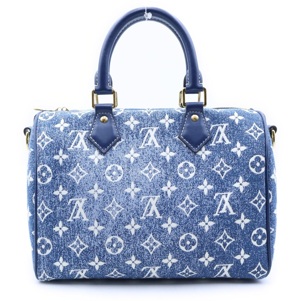 LOUIS VUITTON(ルイヴィトン) ルイヴィトン モノグラムデニム スピーディ25 2WAYハンドバッグ ショルダーバッグ インディゴブルー レザー×デニム M59609 ゴールド金具 レディース