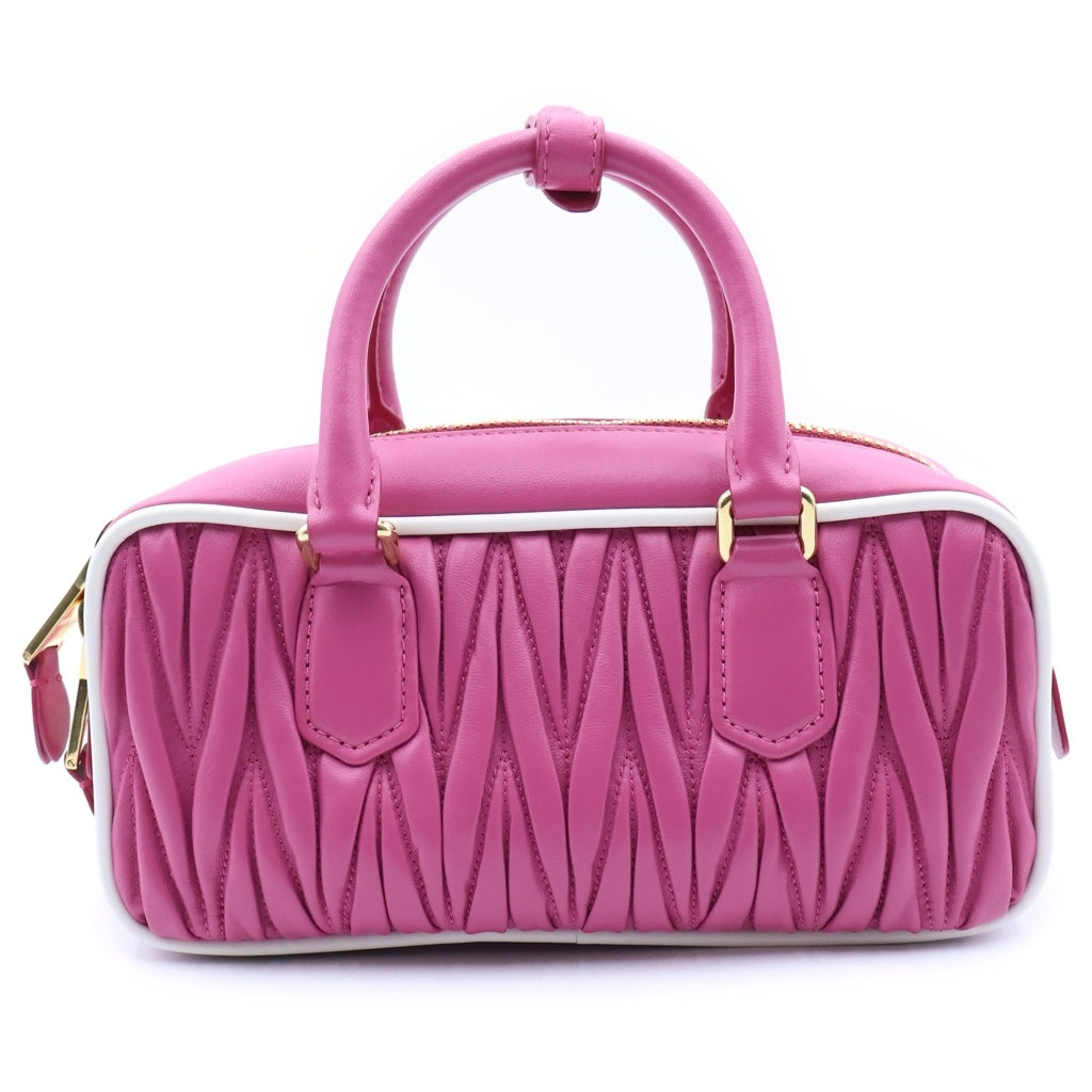 miumiu(ミュウミュウ) マテラッセ 2WAYハンドバッグ ショルダーバッグ ピンク レザー 5BB142 ゴールド金具 レディース