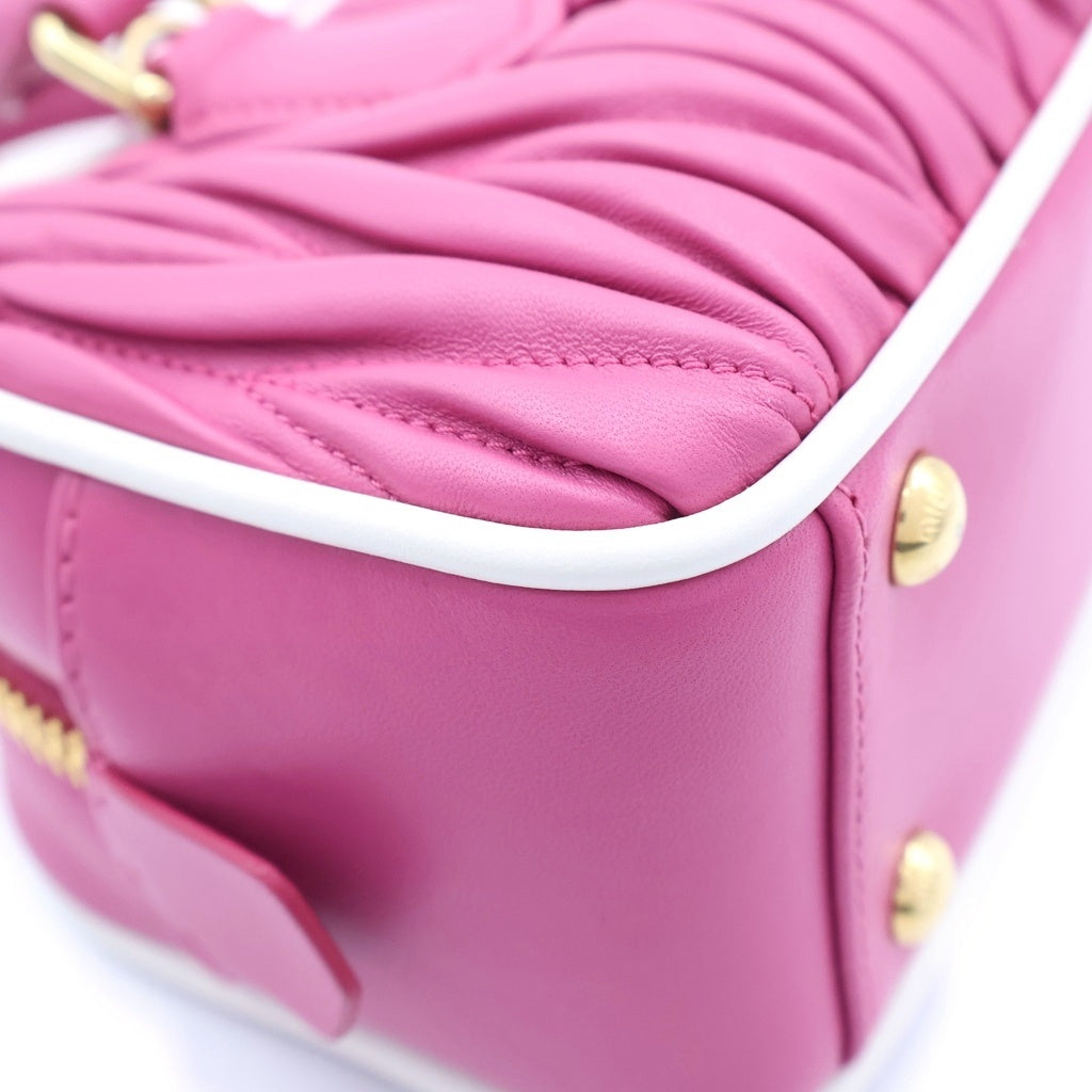 miumiu(ミュウミュウ) マテラッセ 2WAYハンドバッグ ショルダーバッグ ピンク レザー 5BB142 ゴールド金具 レディース