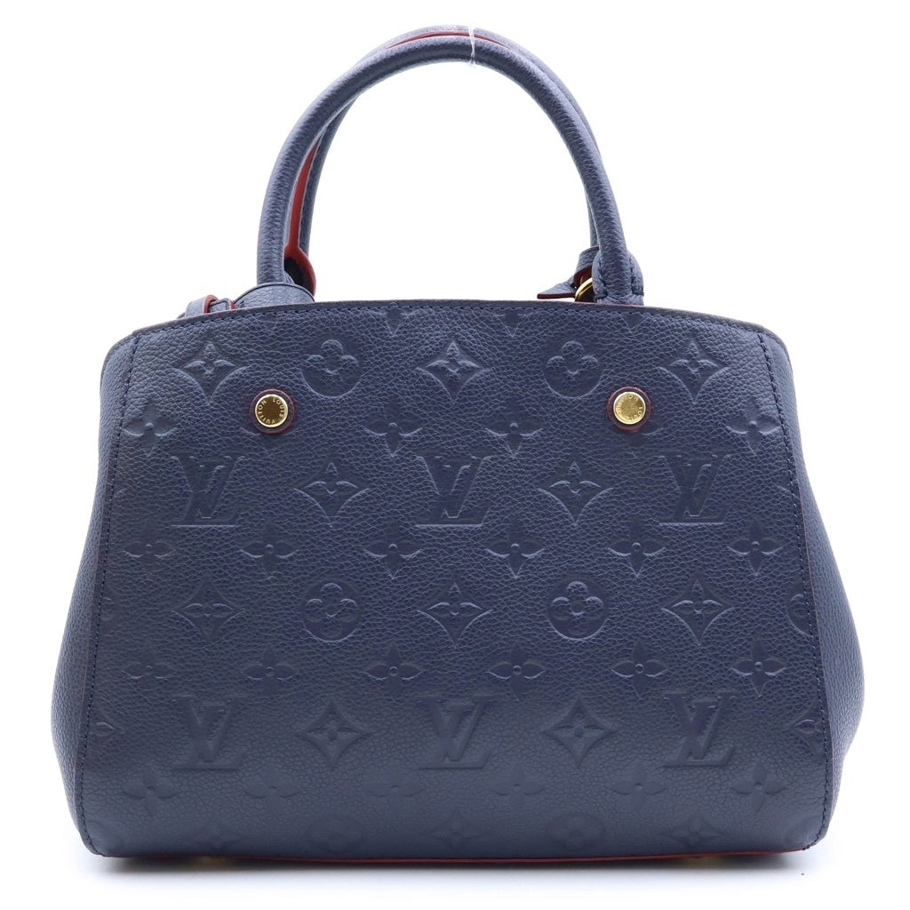 LOUIS VUITTON(ルイヴィトン) モノグラム・アンプラント モンテーニュBB 2WAYハンドバッグ ショルダーバッグ ネイビー×レッド レザー M41053 ゴールド金具 レディース
