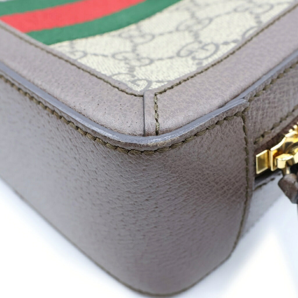 GUCCI(グッチ) オフディア GGスプリーム ミニショルダーバッグ PVCレザー ブラウン 602576