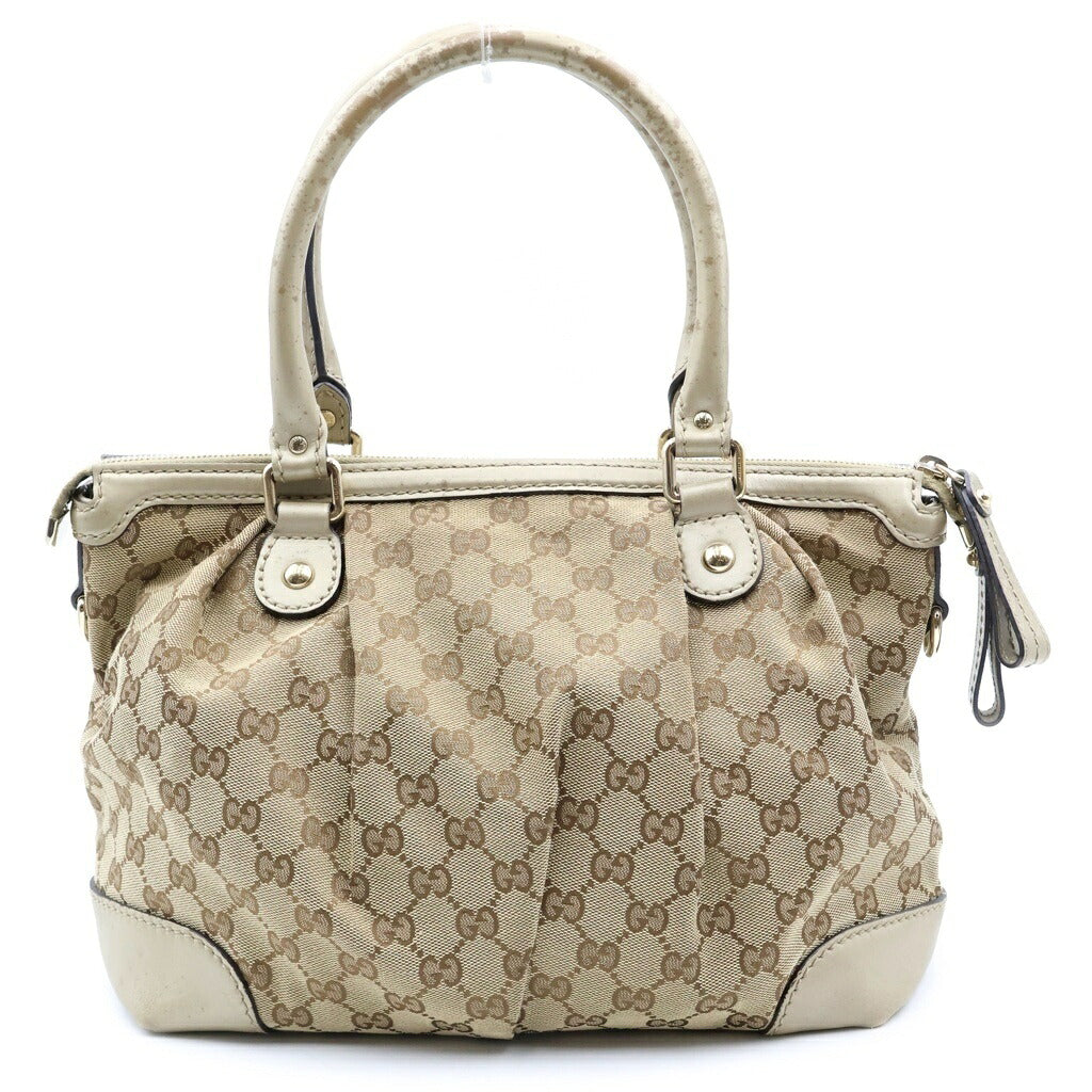 GUCCI(グッチ) GG柄 スーキー 2WAYハンドバッグ ショルダーバッグ ベージュ キャンバス×レザー 247902 ゴールド金具