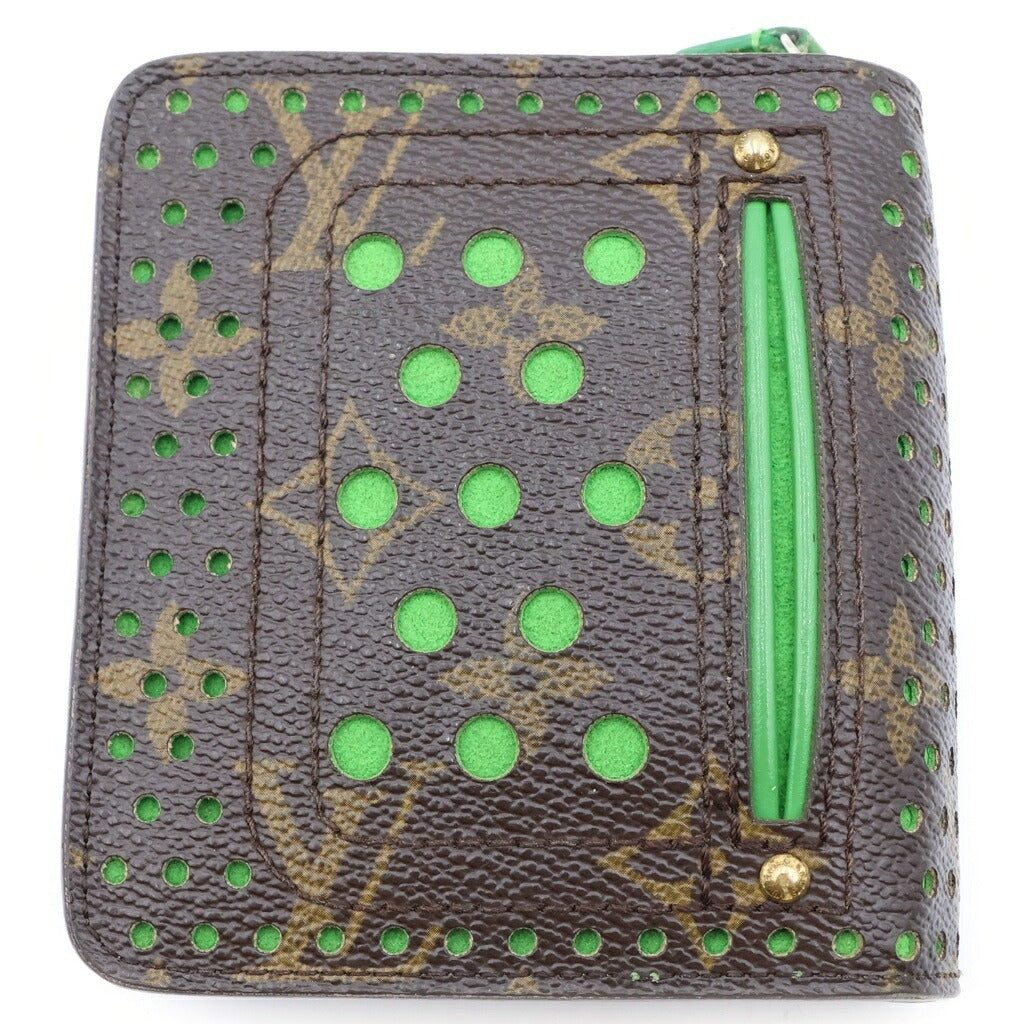 LOUIS VUITTON(ルイヴィトン) モノグラム ペルフォ コンパクトジップウォレット 二つ折り財布 ブラウン/グリーン