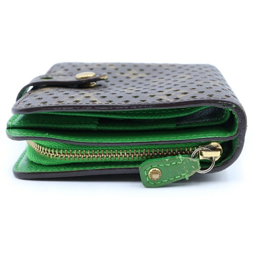 LOUIS VUITTON(ルイヴィトン) モノグラム ペルフォ コンパクトジップウォレット 二つ折り財布 ブラウン/グリーン