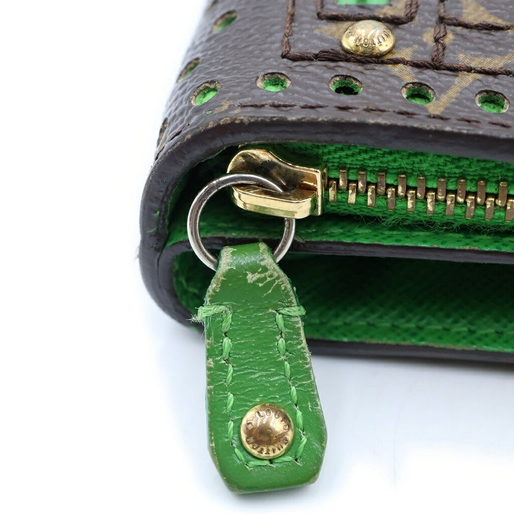 LOUIS VUITTON(ルイヴィトン) モノグラム ペルフォ コンパクトジップウォレット 二つ折り財布 ブラウン/グリーン