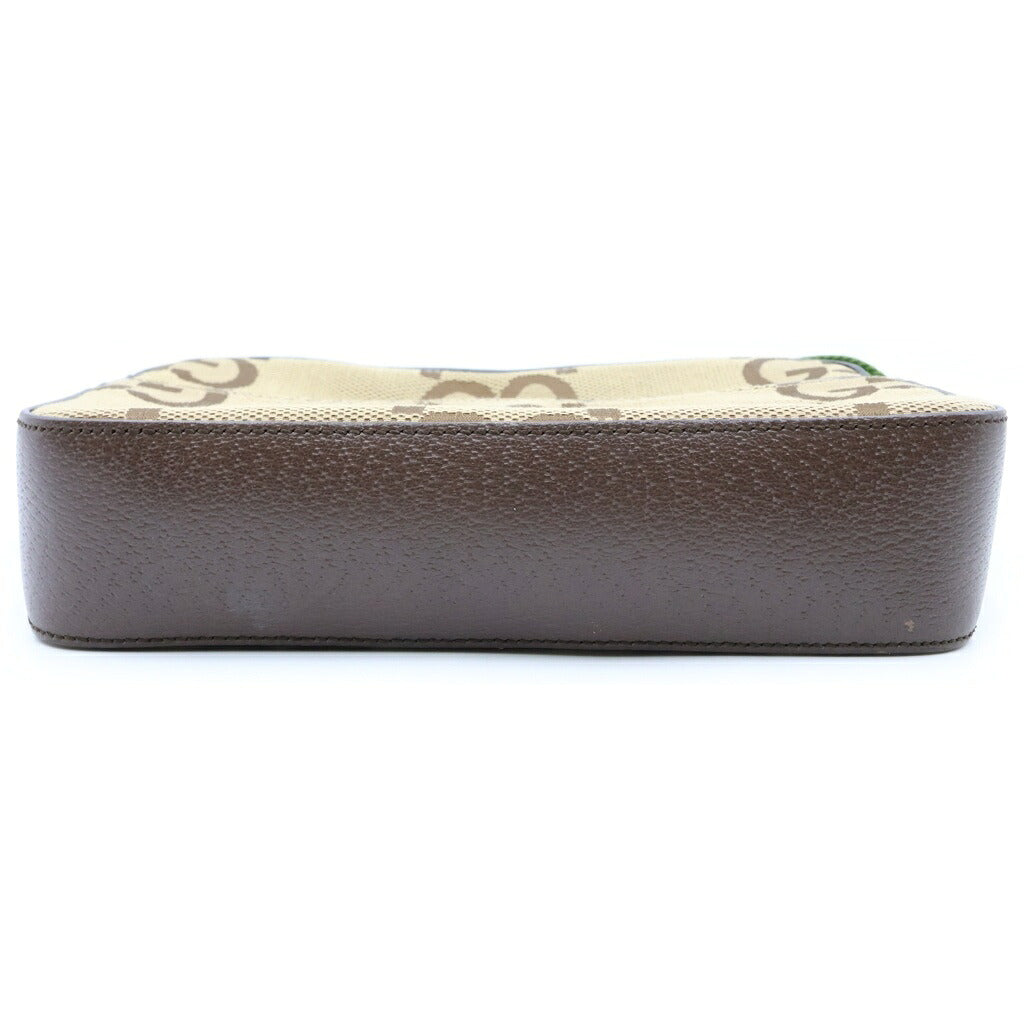 GUCCI(グッチ) ジャンボGG ショルダーバッグ ブラウン レザー×キャンバス 675891 ゴールド金具