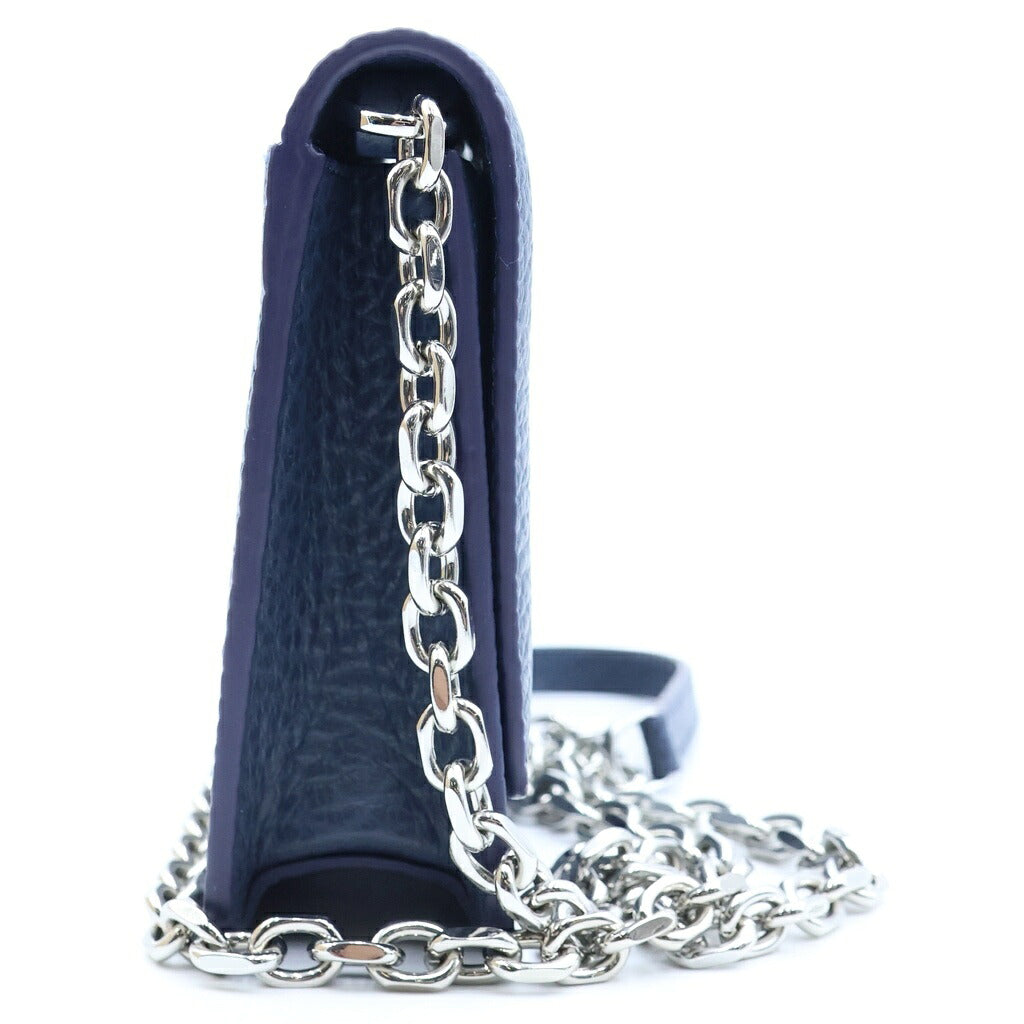 Maison Margiela(メゾンマルジェラ) チェーンウォレット ショルダーバッグ ネイビー レザー シルバー金具 SA3U10018