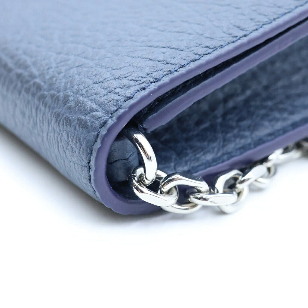 Maison Margiela(メゾンマルジェラ) チェーンウォレット ショルダーバッグ ネイビー レザー シルバー金具 SA3U10018