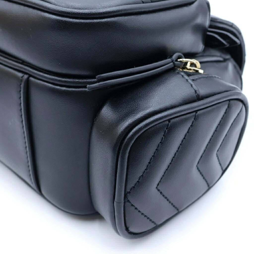 GUCCI(グッチ) GGマーモント チェーンショルダーバッグ ブラック レザー シャンパンゴールド金具 795228 レディース