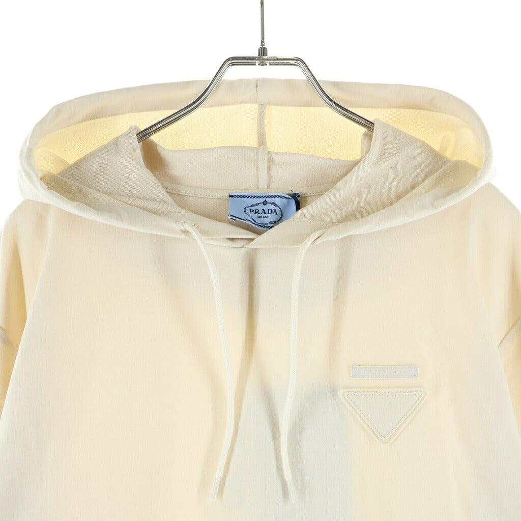 PRADA(プラダ) 24SS トライアングルロゴ ドローストリング フーデッド 長袖コットンドレス ワンピース アイボリー 133309 14LY