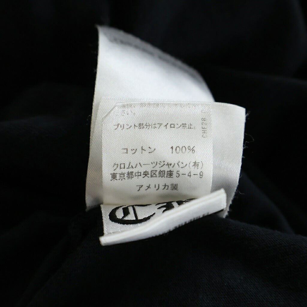 CHROME HEARTS(クロムハーツ) FLOLAL CROSS HORSESHOE L/S Tee フローラルクロス バックホースシュープリント 長袖Tシャツ ブラック