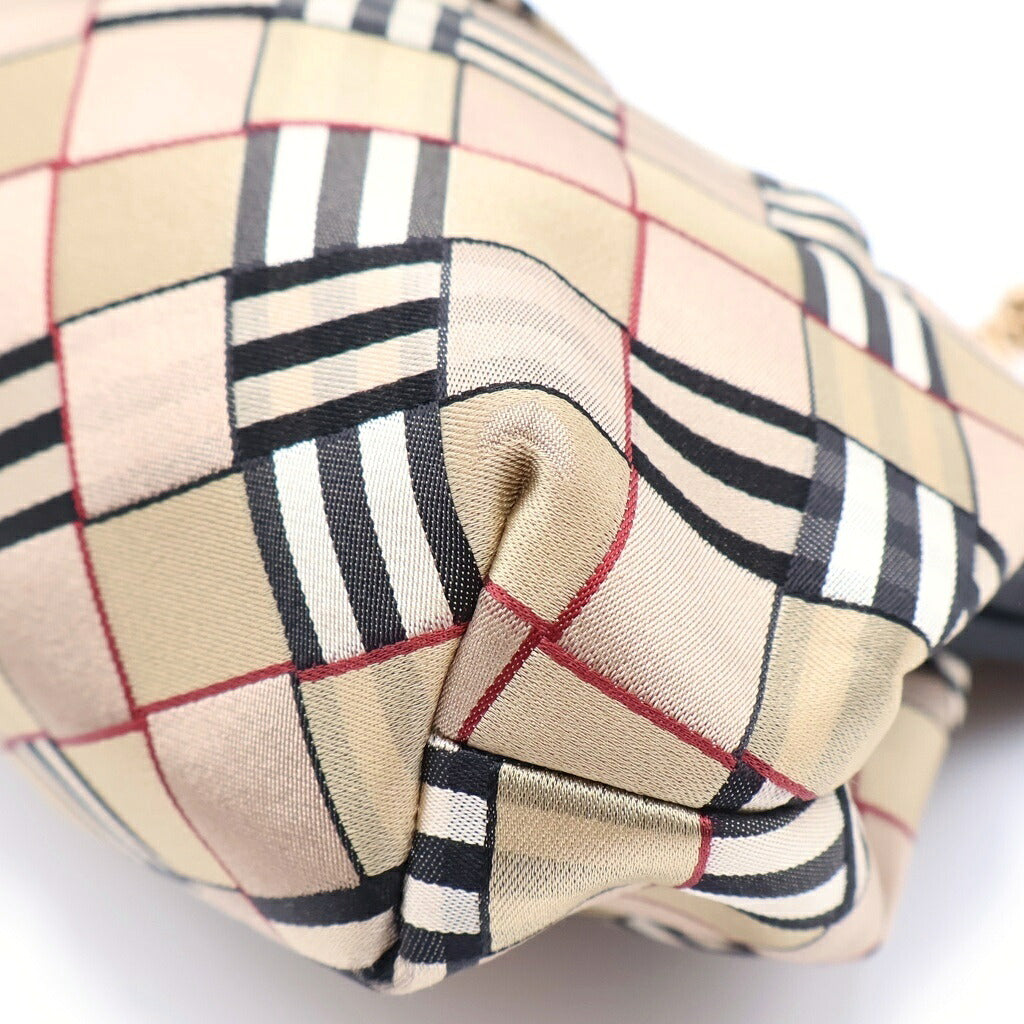 BURBERRY LONDON(バーバリーロンドン) チェーン ショルダーバッグ がま口 ポーチ サテン ブラウン/ブラック