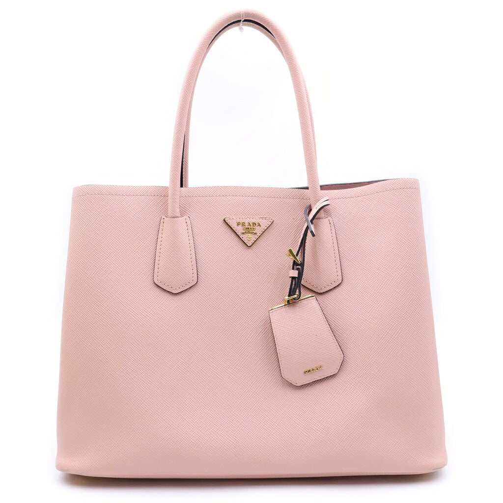 PRADA(プラダ) ドゥーブレ ミディアムバッグ トートバッグ 2wayショルダー サフィアーノ レザー ピンク 1BG775