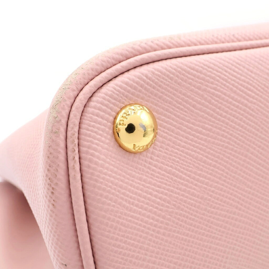 PRADA(プラダ) ドゥーブレ ミディアムバッグ トートバッグ 2wayショルダー サフィアーノ レザー ピンク 1BG775